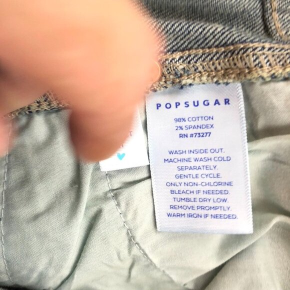 NWT Popsugar Womens Jeans Size 14 Straight Leg Frayed Hem Cotton Stretch Casual - Picture 13 of 16